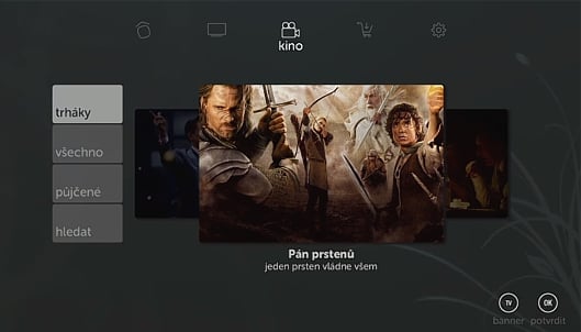 Uživatelské prostředí Kuki TV – hlavní menu