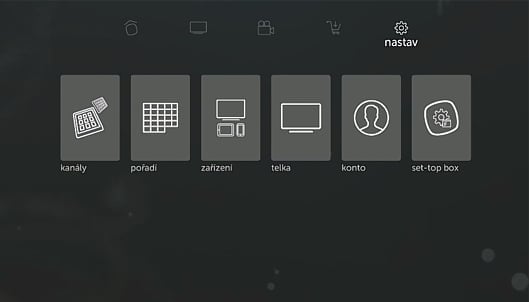 Uživatelské prostředí Kuki TV – hlavní menu