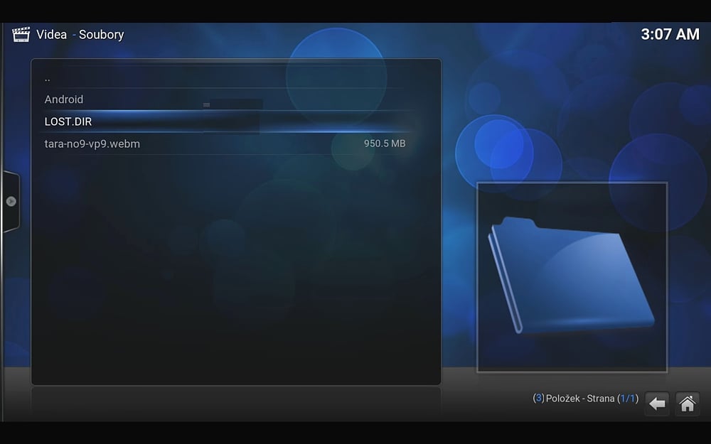 Ukázky přehrávání médií (KODI 16.1)