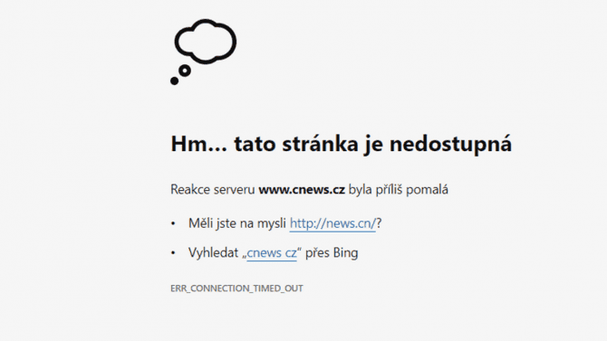 Cnews - nedostupný web