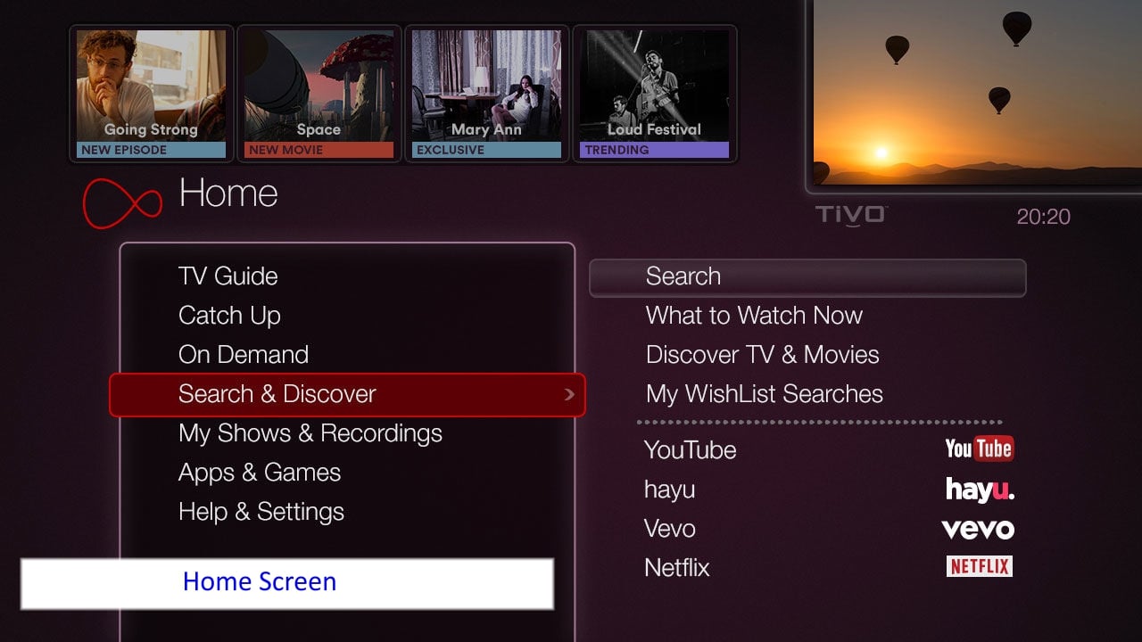 Ukázky GUI Virgin TV