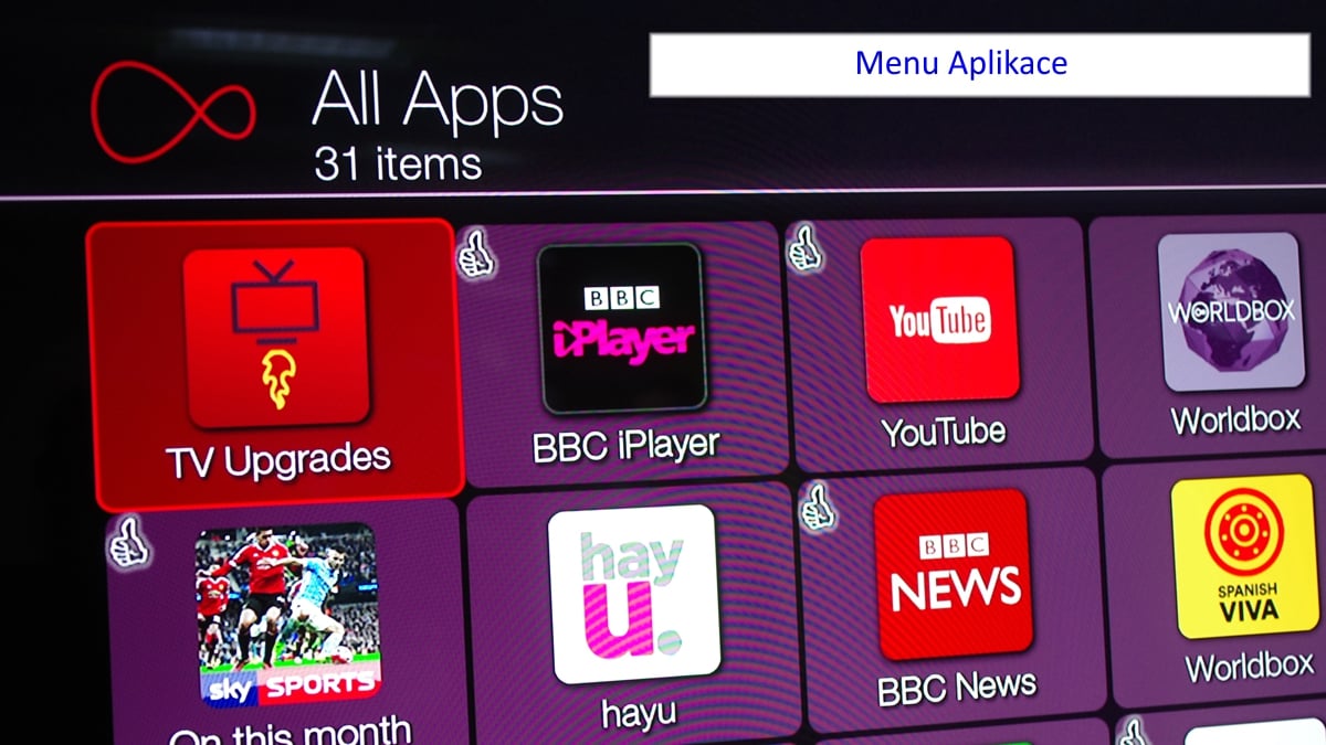 Ukázky GUI Virgin TV