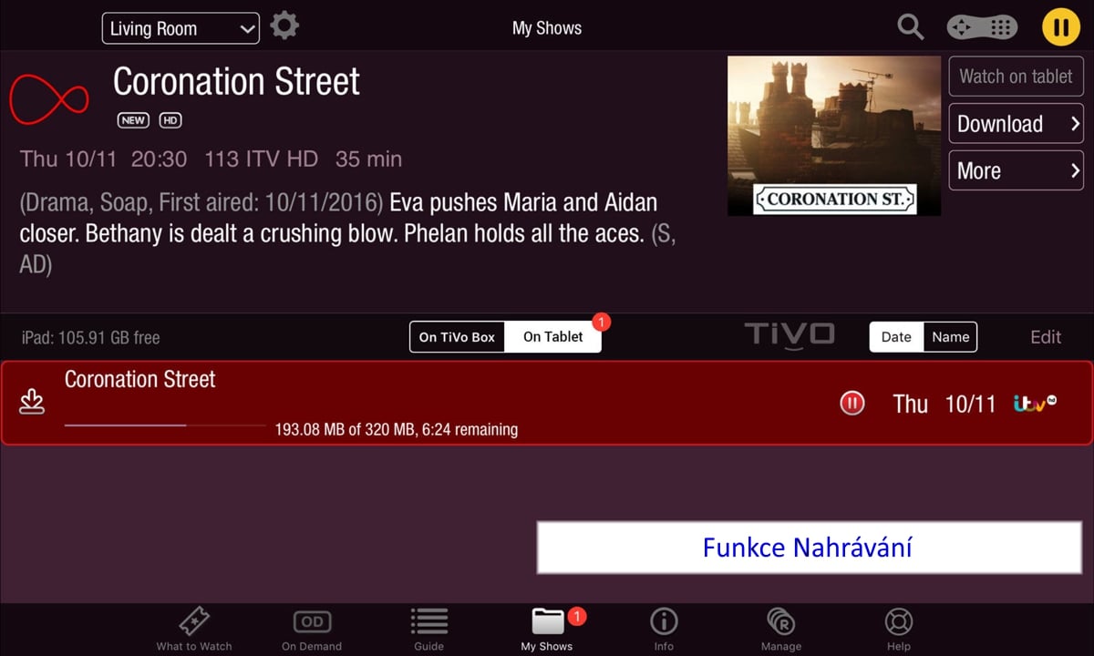 Ukázky GUI Virgin TV