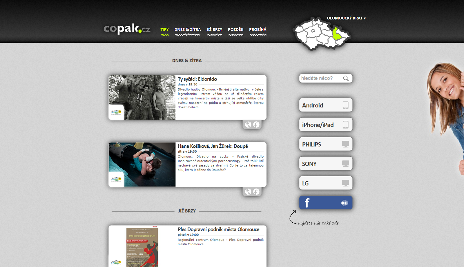 Copak.cz - aplikace pro volný čas ve verzi pro webové prohlížeče