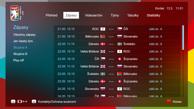 HbbTV aplikace ČT pro MS v hokeji