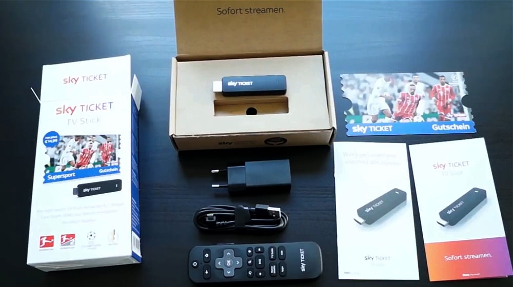 Obsah balení Sky Ticket TV Stick