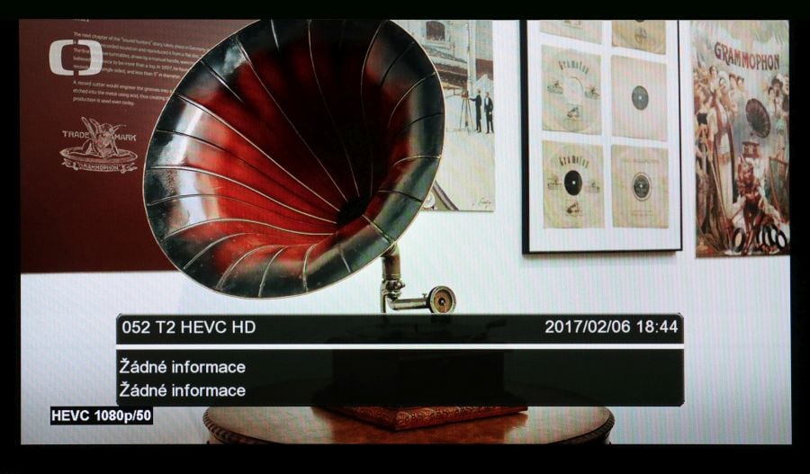 Přijímač s firmwarem verze Ariva T265 04012017 už bez potíží zvládal i příjem vysílání v DVB-T2/HEVC.