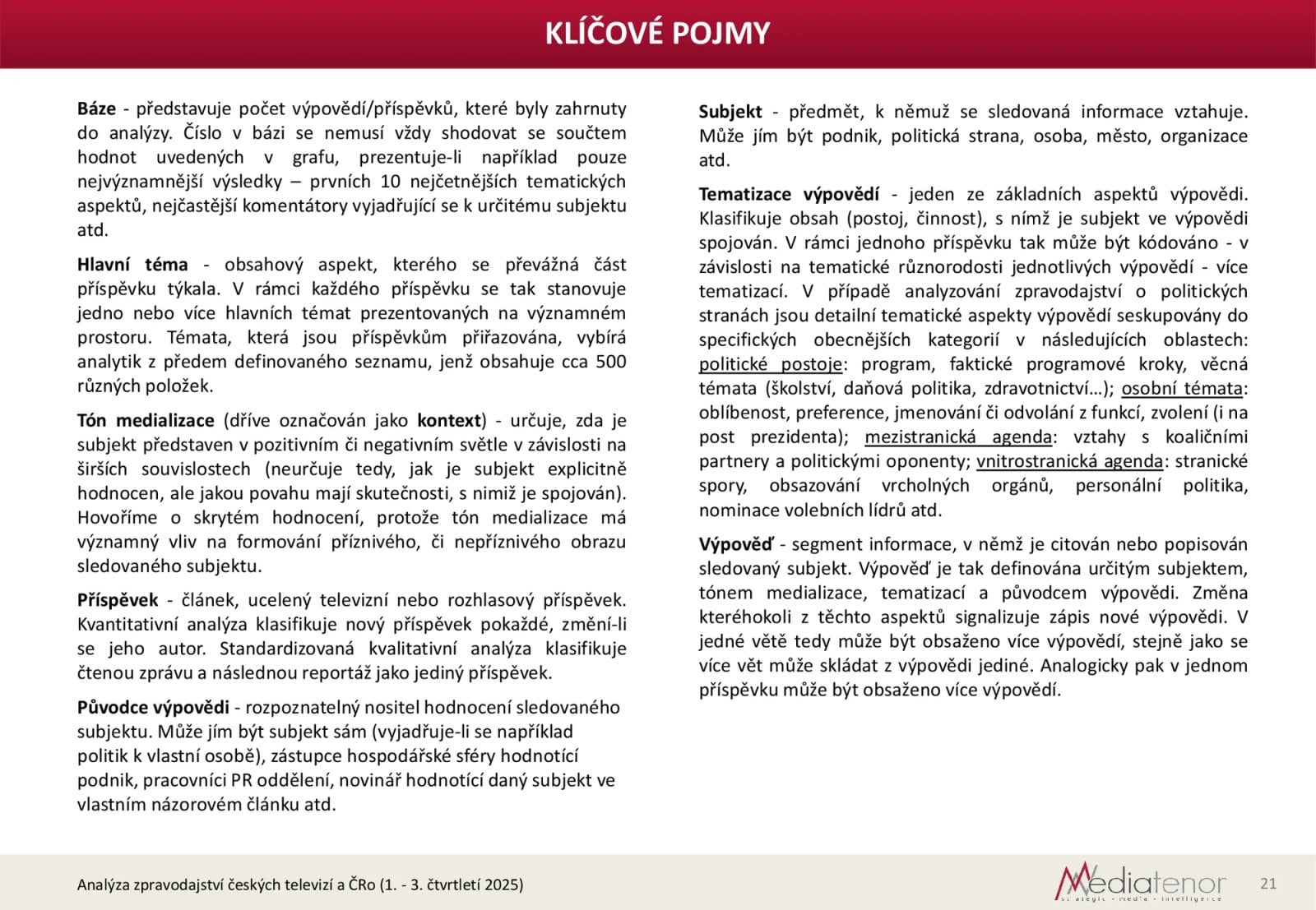 Ukázka z analýzy vyváženosti zpravodajství ČT 1Q-3Q/2025