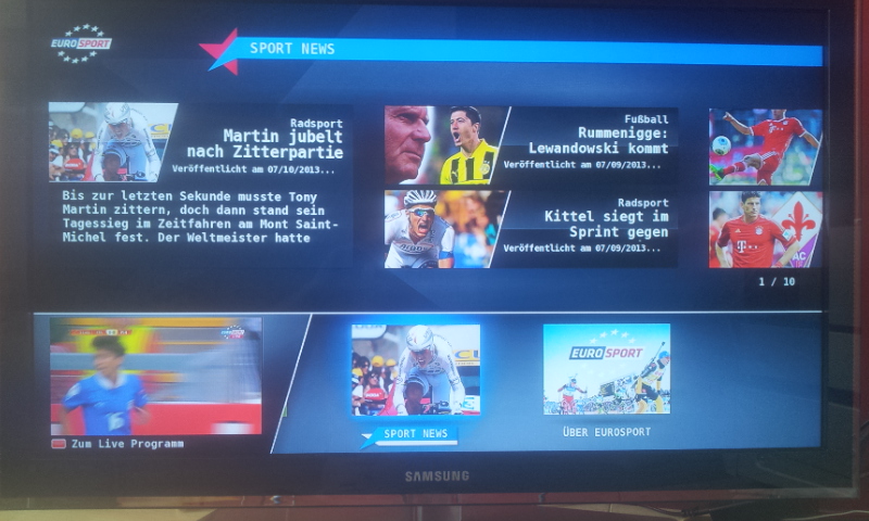 Eurosport - hybridní televize HbbTV