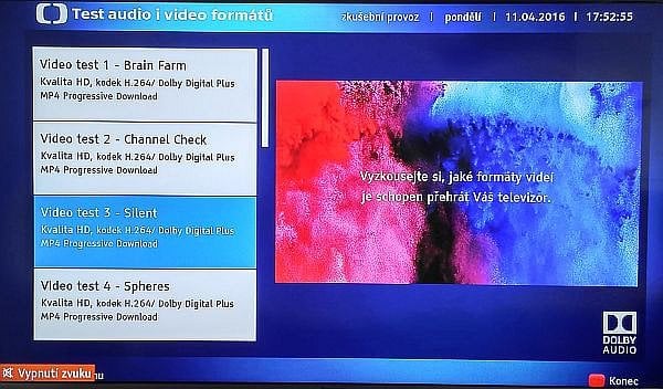 Česká televize v testovací části HbbTV stále vysílá ukázky s kodekem H.264, které jsou už od podzimu 2014, kdy byl oznámen přechod na H.265/HEVC, zhola k ničemu. Proč to není schopna změnit ani když ji na to člověk upozorní, opravdu netuším.