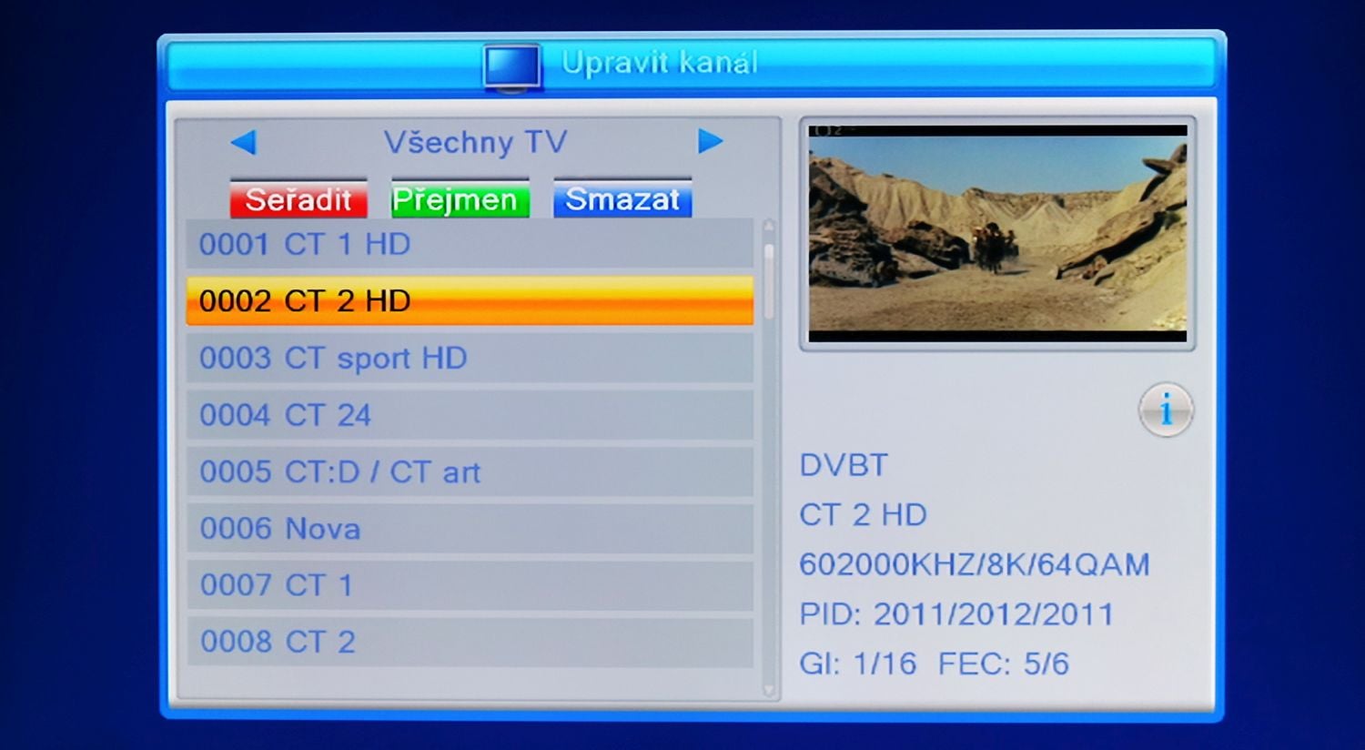 TeleSystem TS6820 T2 HEVC twin - seřazení kanálů