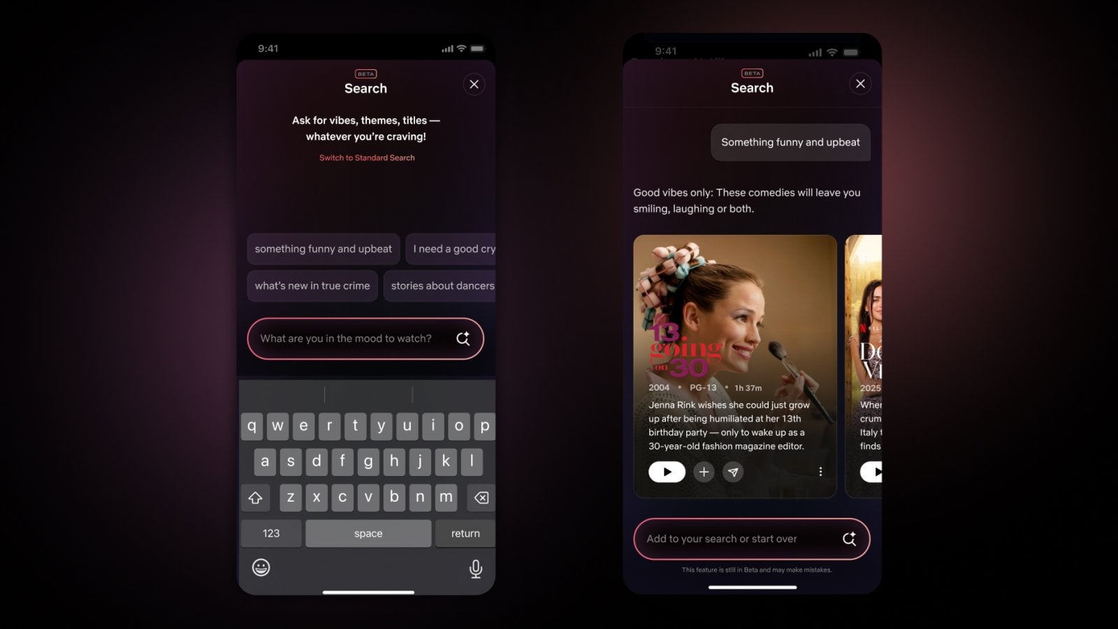 AI vyhledávání v mobilní aplikaci Netflixu