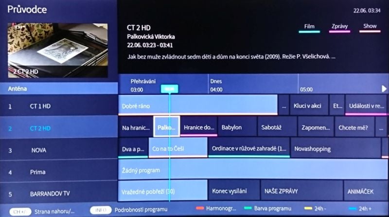 Programová nabídka je výborná, upozornění na pořad však není dotaženo.