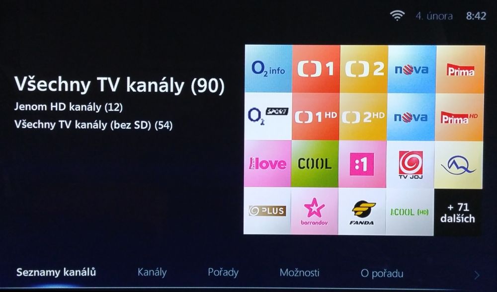 Počtu kanálů v O2 TV Air M jsem se u zapůjčené prodejní verze set-top boxu, resp. přiděleného účtu, nemohl dopočítat. Mělo by jich tam být 60, ale jak vidíte…