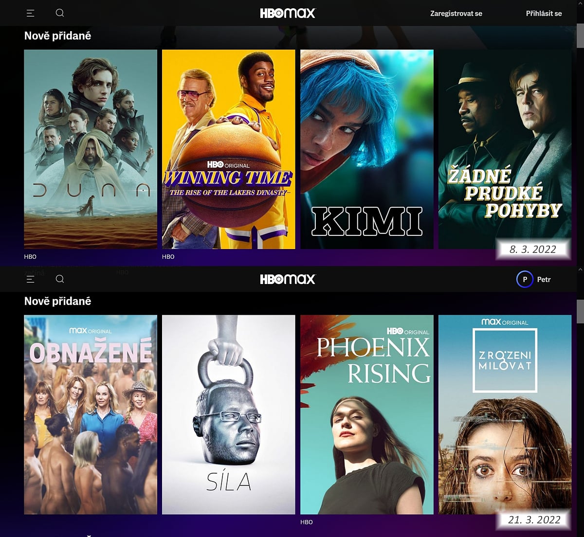 „Nově přidáno“ ze dne 8. 3. a 21. 3. 2022