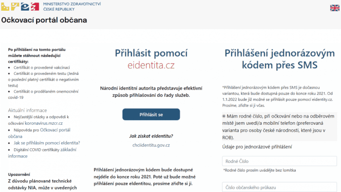 Očkovací portál - prosinec 2021
