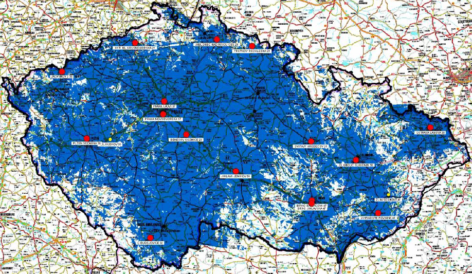 Mapy pokrytí Regionální sítě 7 společnosti Progress Digital