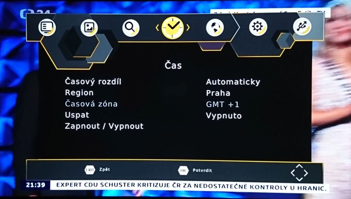 Maxxo T2 H.265 - menu nastavení