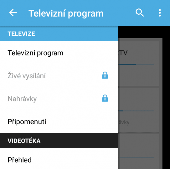 Dostanete se do něj přes "Televizní program". Příslušné tlačítko v mobilní aplikaci chybí a najdete ho jen u webového přístupu.