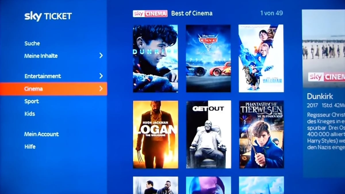 Sky Ticket – balíčky Sky Cinema a Supersport