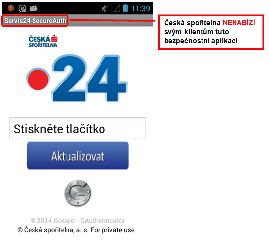 Česká spořitelna - falešná mobilní aplikace