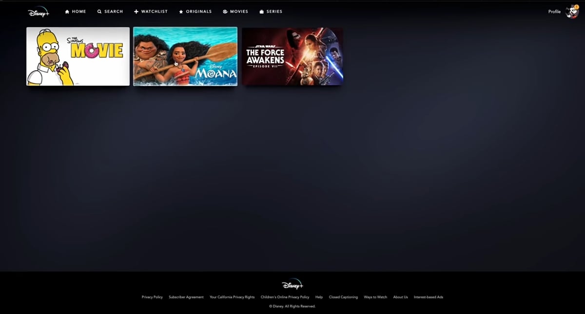 Uživatelský seznam pořadů k dalšímu zhlédnutí (watchlist) v Disney+