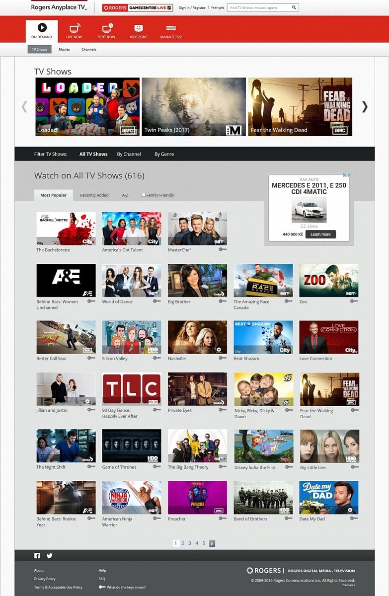 Internetová verze Rogers Cable – Rogers Anyplace TV™