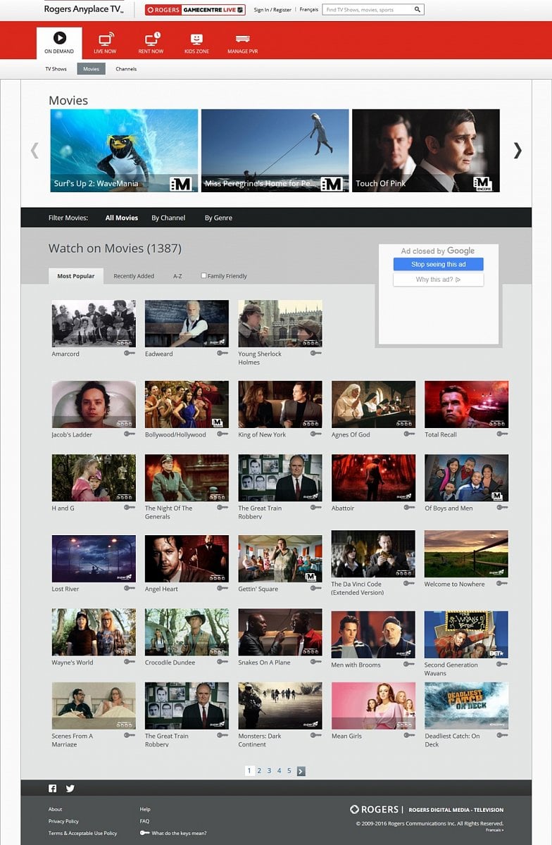 Internetová verze Rogers Cable – Rogers Anyplace TV™