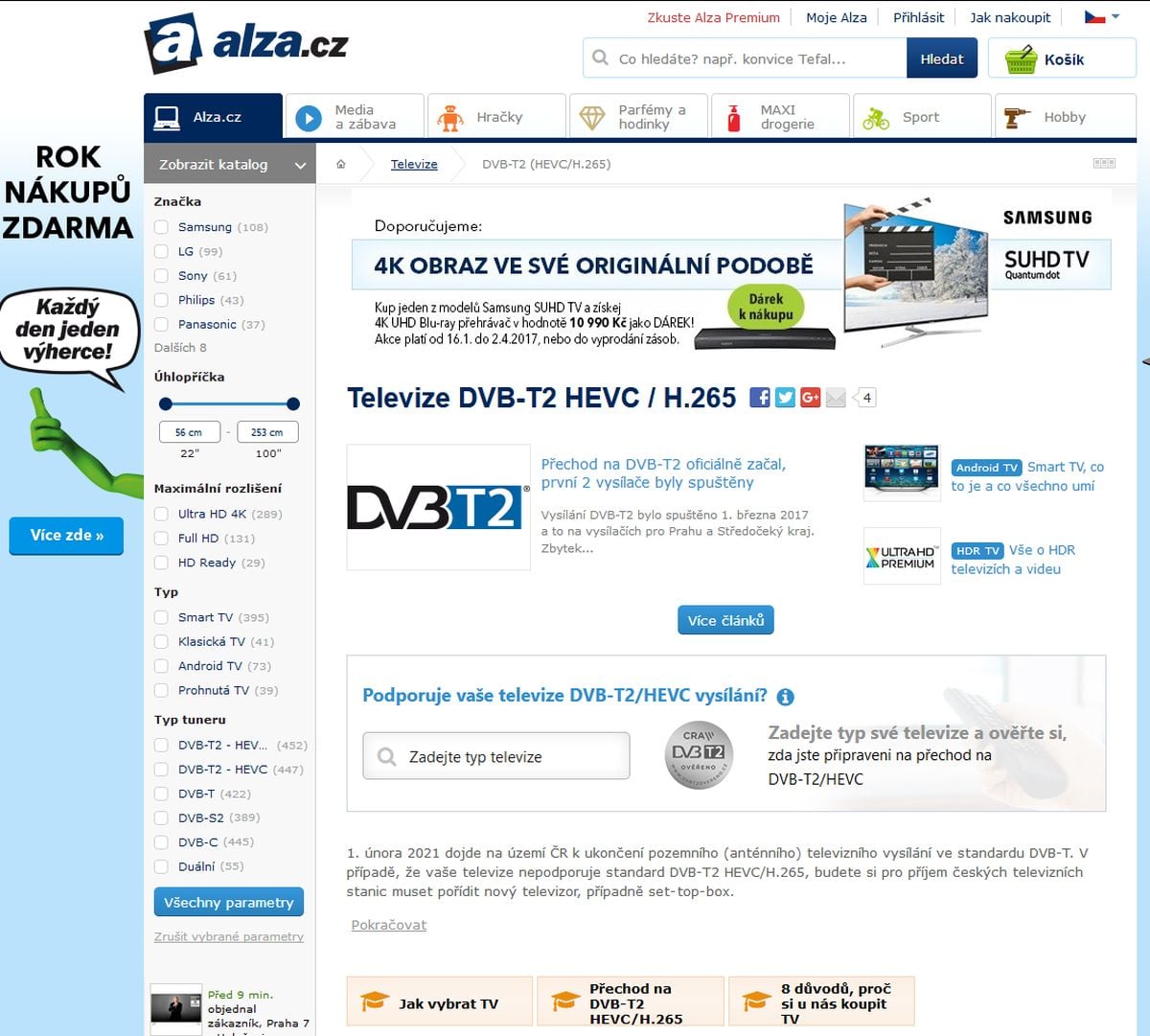E-shopy a DVB-T2 HEVC, jaro 2017