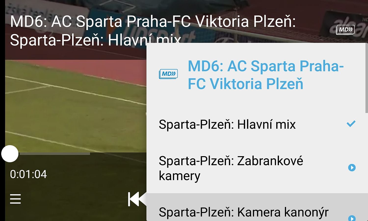 Přepnutí je jasné jako facka... Stačí se dotknout tlačítka MD.