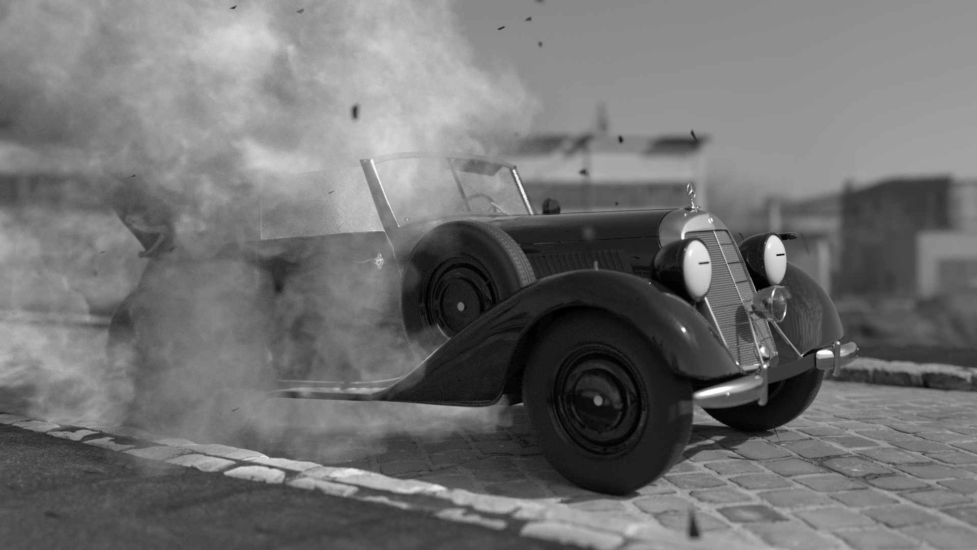 Vůz Reinharda Heydricha animovaný pro příležitostnou znělku CNN Prima News