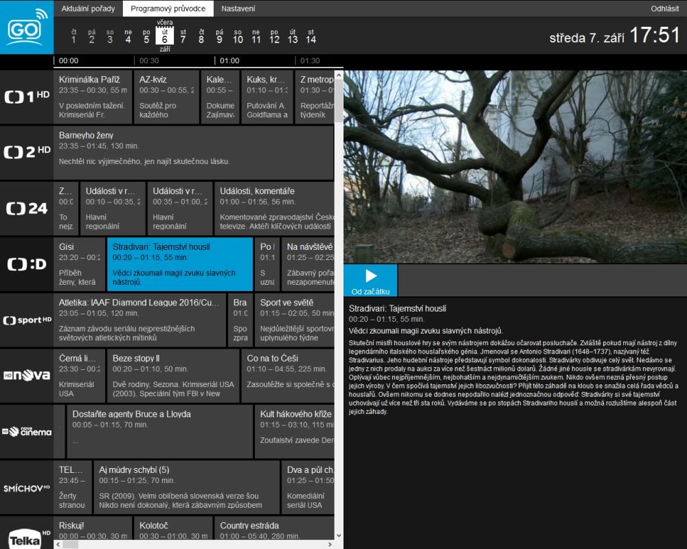 EPG - Zpětné zhlédnutí.