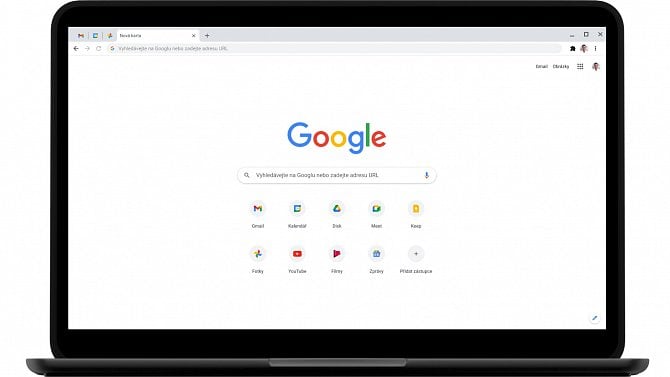 Google Chrome - notebook - prohlížeč