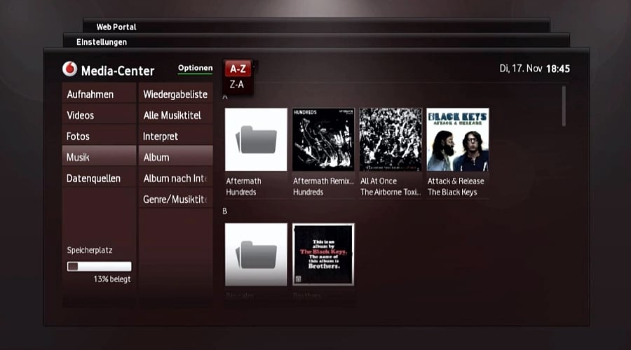 Media Center – správa audio nahrávek