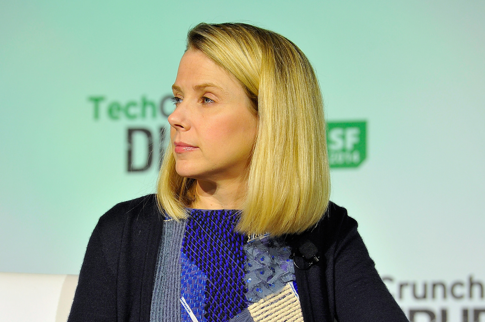 Marissa Mayer na konferenci TechCrunch Disrupt, 10. září 2014
