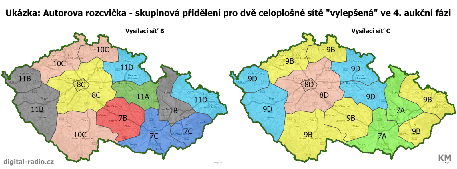 Autorova rozcvička - skupinová přidělení pro dvě celoplošné sítě "vylepšená" ve 4. aukční fázi
