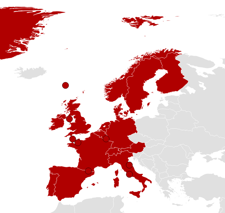Netflix v Evropě po posledním letošním rozšíření v říjnu 2015.