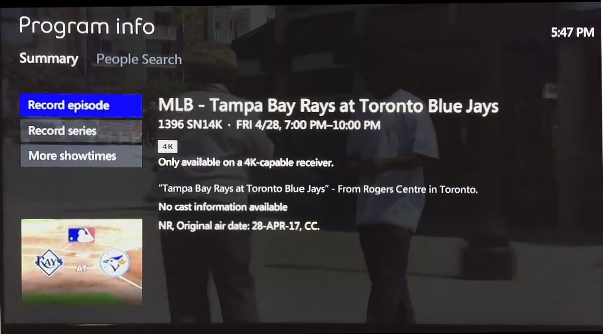 EPG služby Bell Fibe