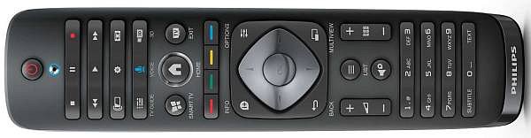Tradiční dálkový ovladač Philipsu najdete i u modelů uvedených letos. Jen nemusí být pohybový a oboustranný (z druhé strany je zde klávesnice QWERTY) a u jednodušších výrobků najdete například na místo Multiview, funkci List.