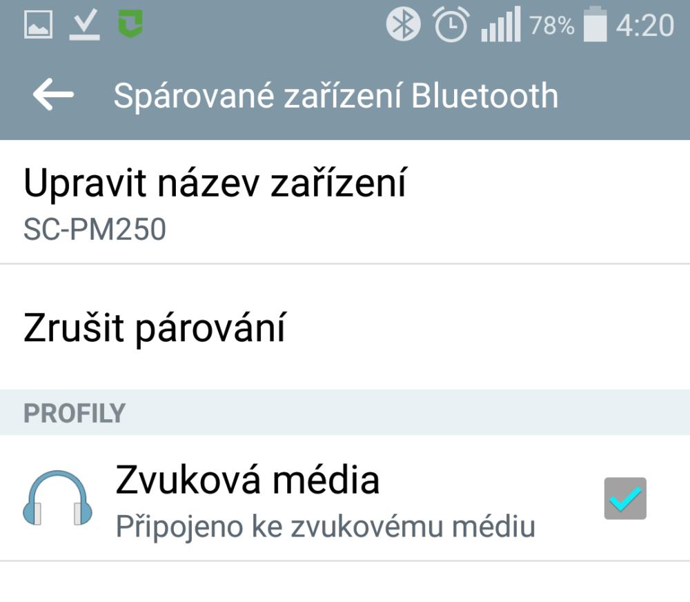 Po spárování se připojí jako zvukové médium, tedy v tomto případě à la sluchátka.