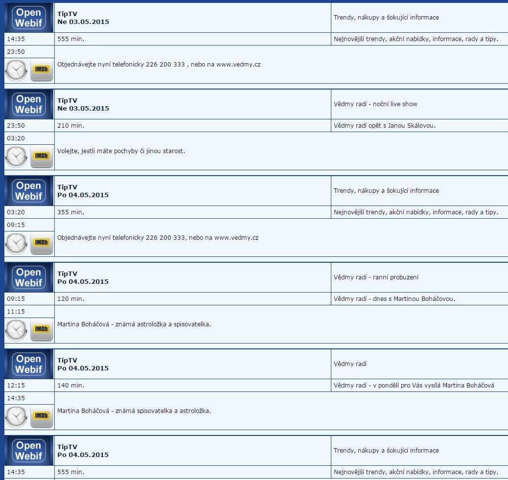 Elektronický programový průvodce tematické stanice TipTV