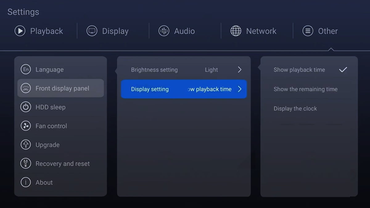 Zidoo Z1000 - systémová nastavení