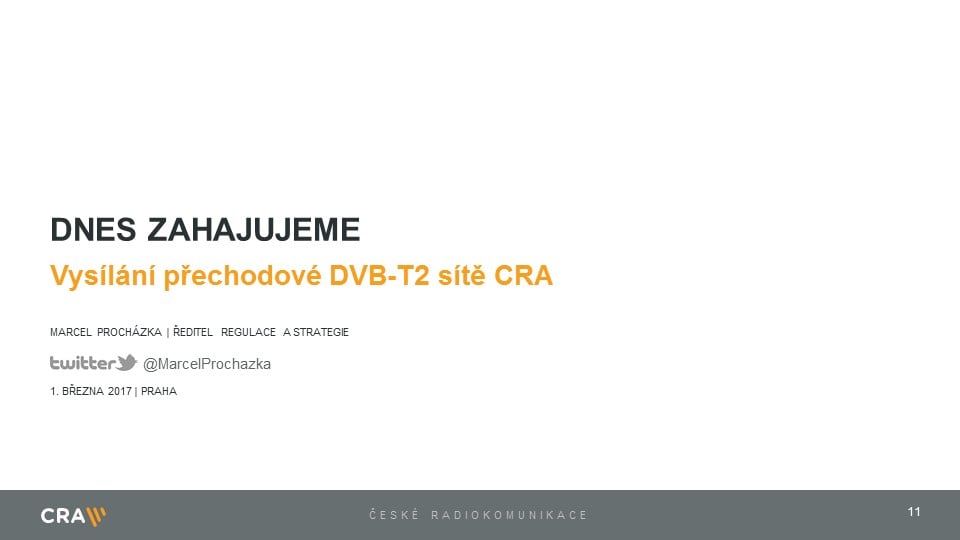 Prezentace Marcela Procházky při spuštění přechodové DVB-T2 sítě
