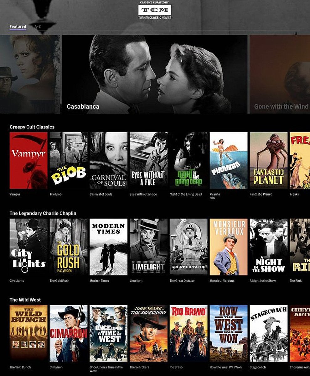 Sekce TCM z americké verze HBO Max