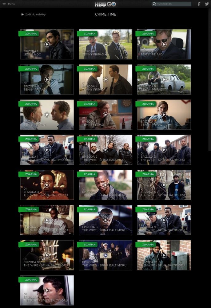 HBO GO - Crime Time, volné vysílání, léto 2016