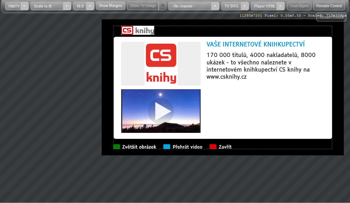 Hybridní aplikace TV Kinosvět