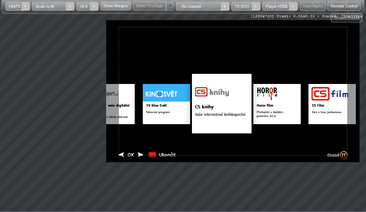 Hybridní aplikace TV Kinosvět