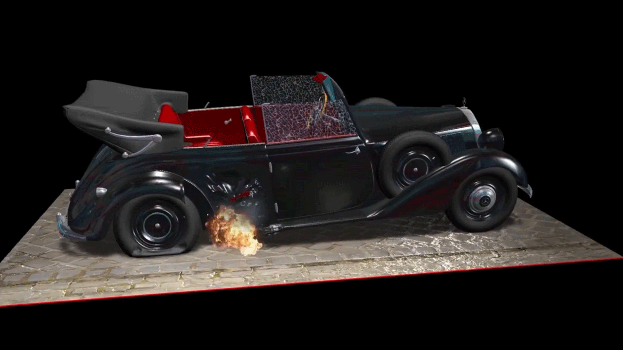 Upravování 3D modelu vozu Reinharda Heydricha pro potřeby vysílání