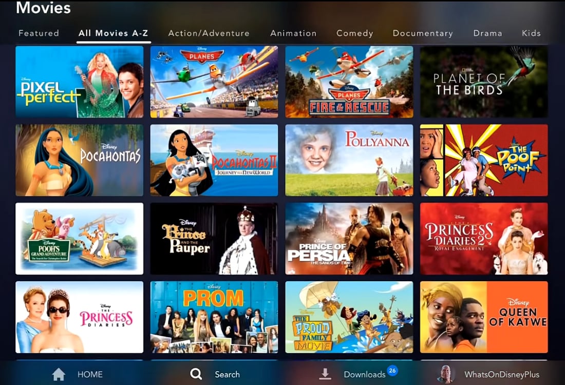 Abecední katalog filmů Disney+