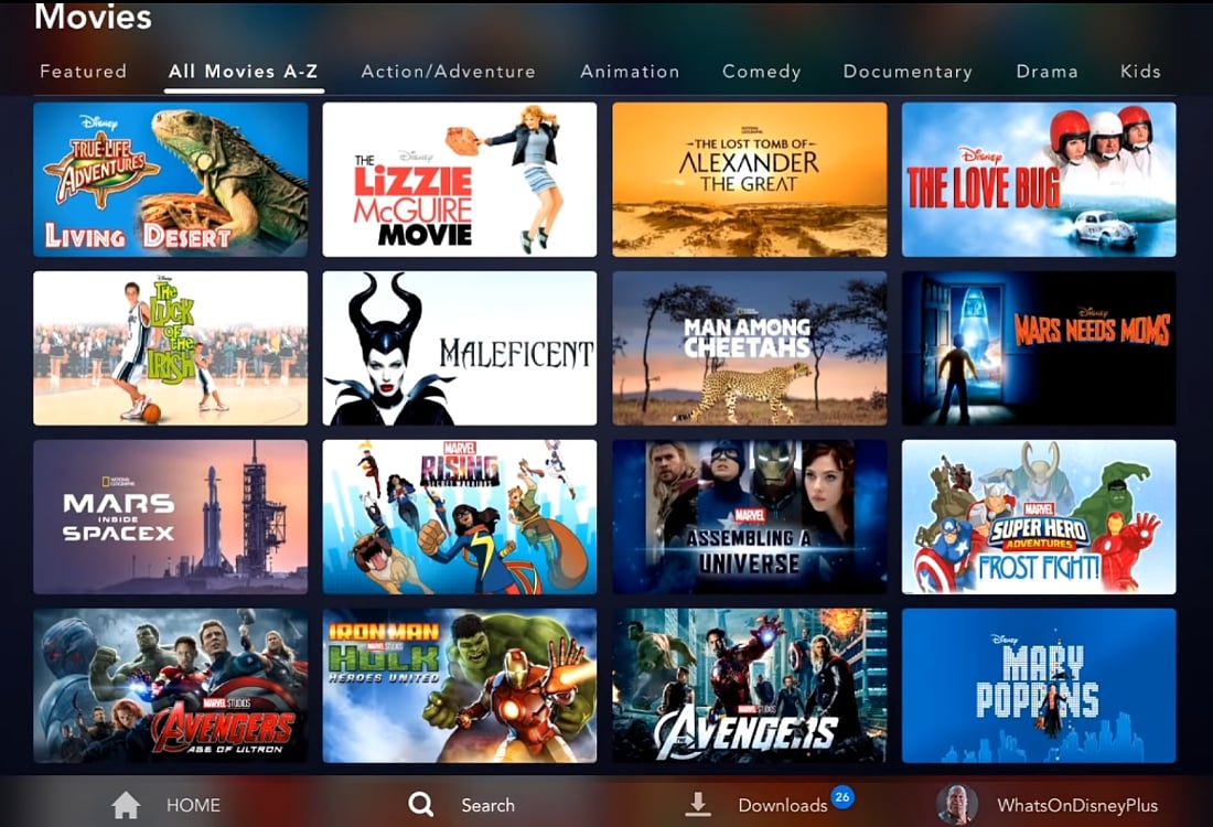 Abecední katalog filmů Disney+